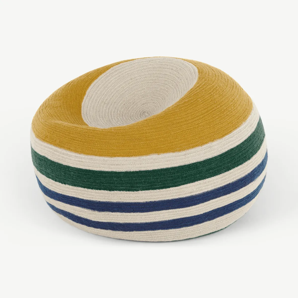 Layla Indoor/Outdoor Cocoon Bean Bag, Multi Striped Braided Weave
