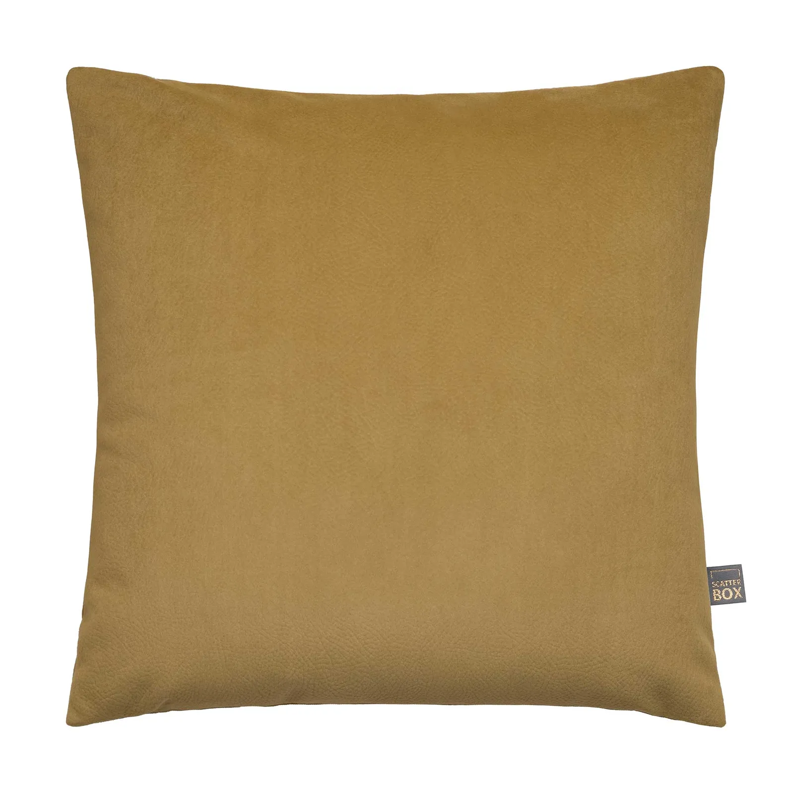 Mustard Faux Suede Cushion, Square, Yellow Polyester | Barker & Stonehouse