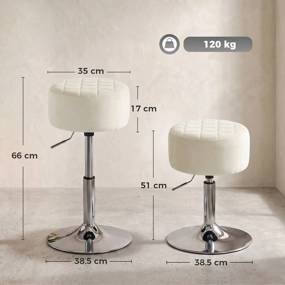 HOMCOM Bar Stool Adjustable Swivel 1 Piece, Beige 3