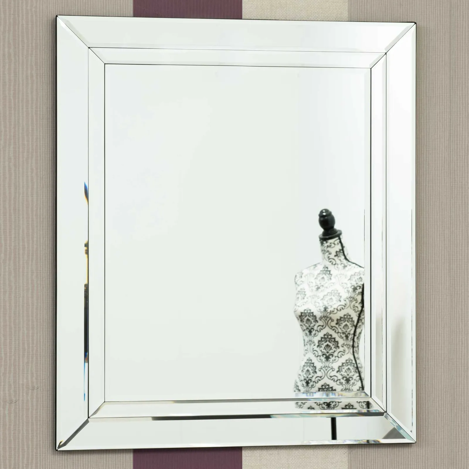 MirrorOutlet Cranbury All Glass Mirror 68 x 58 CM in Silver 5