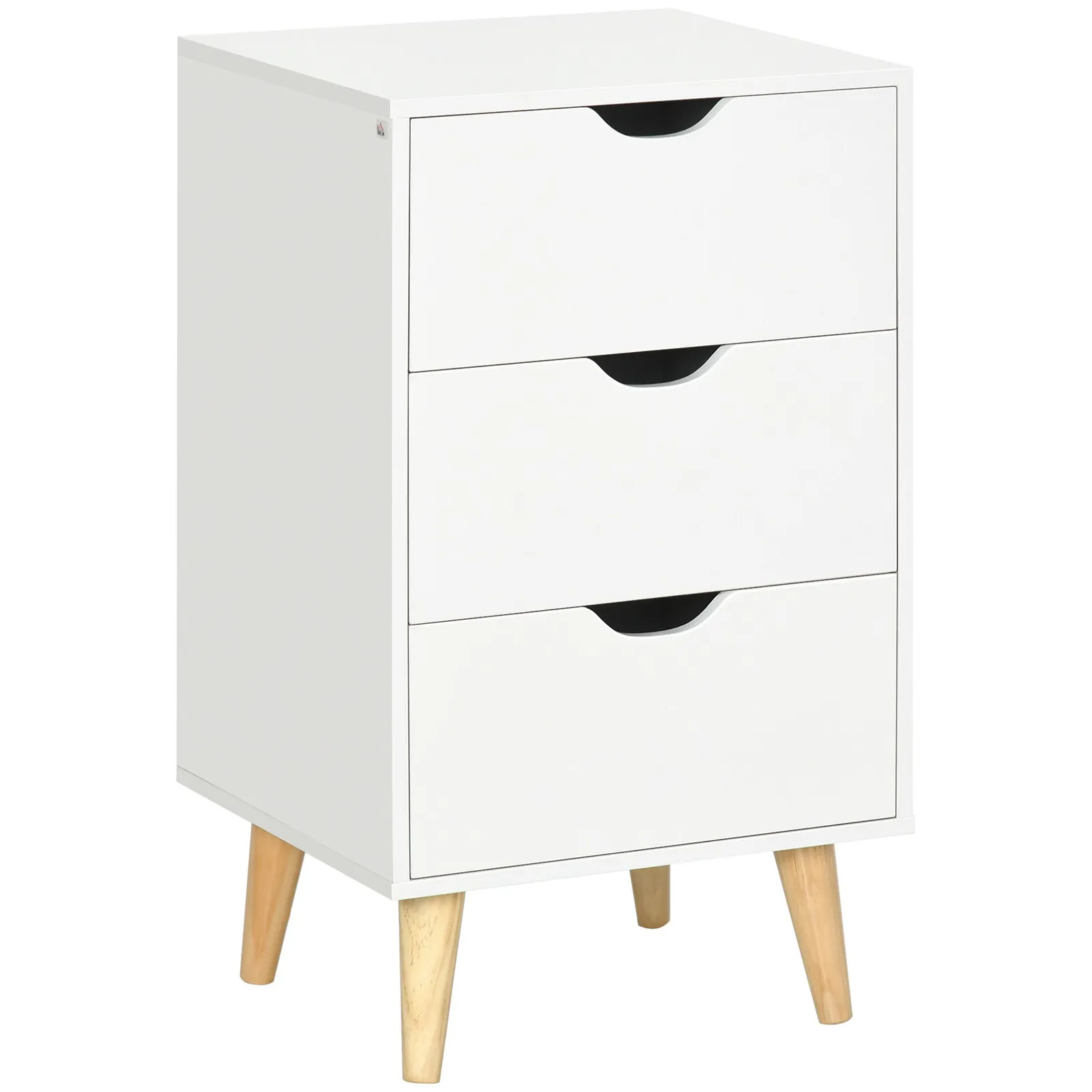 HOMCOM Chest of Drawers 3 Drawer Dresser Storage Cabinet Bedroom Living Room in White 2