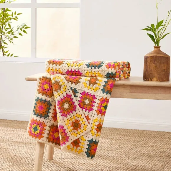 Vintage Emporium Crochet Throw Blanket 130cm x 180cm