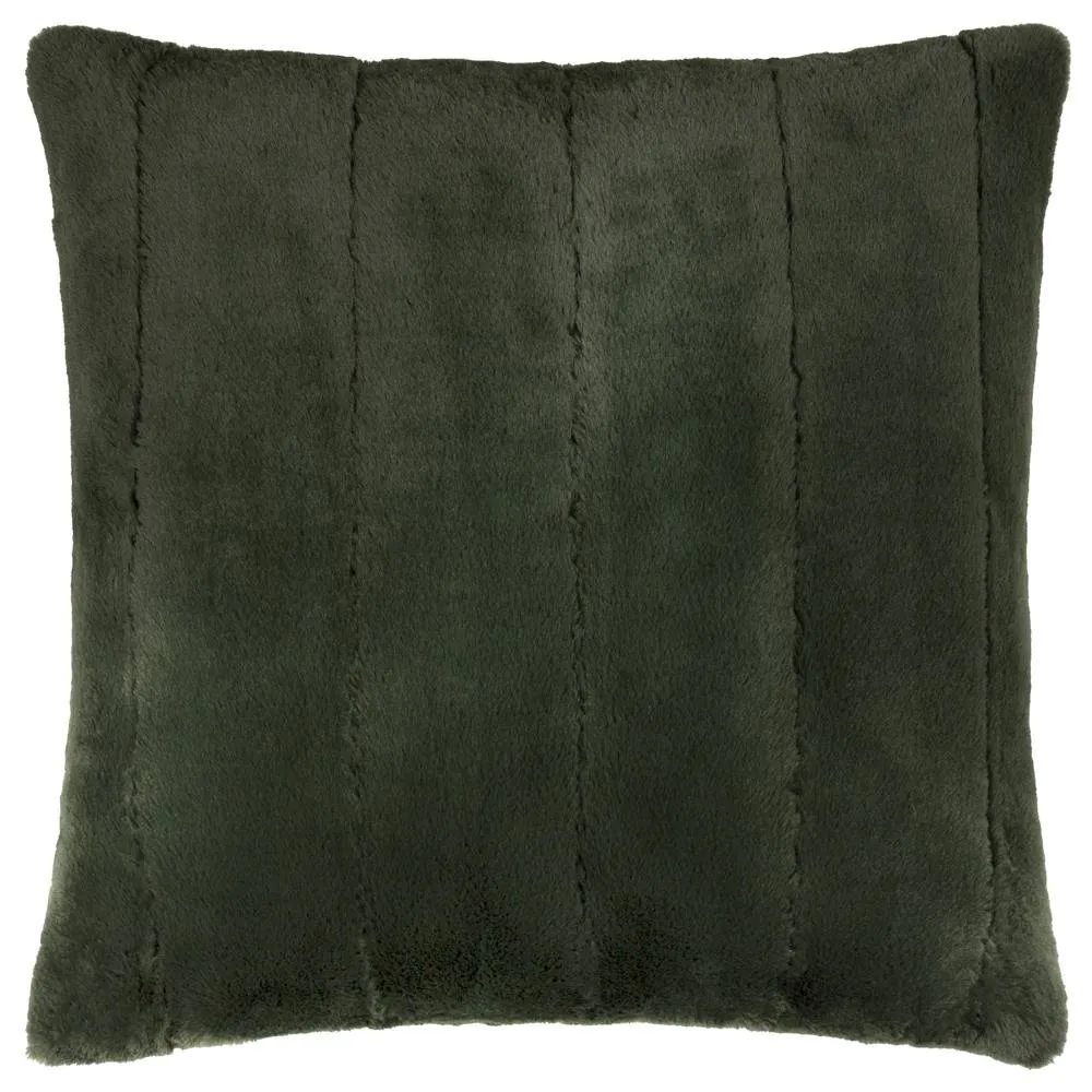 Paoletti Empress Faux Fur Cushion in Dark Green 2