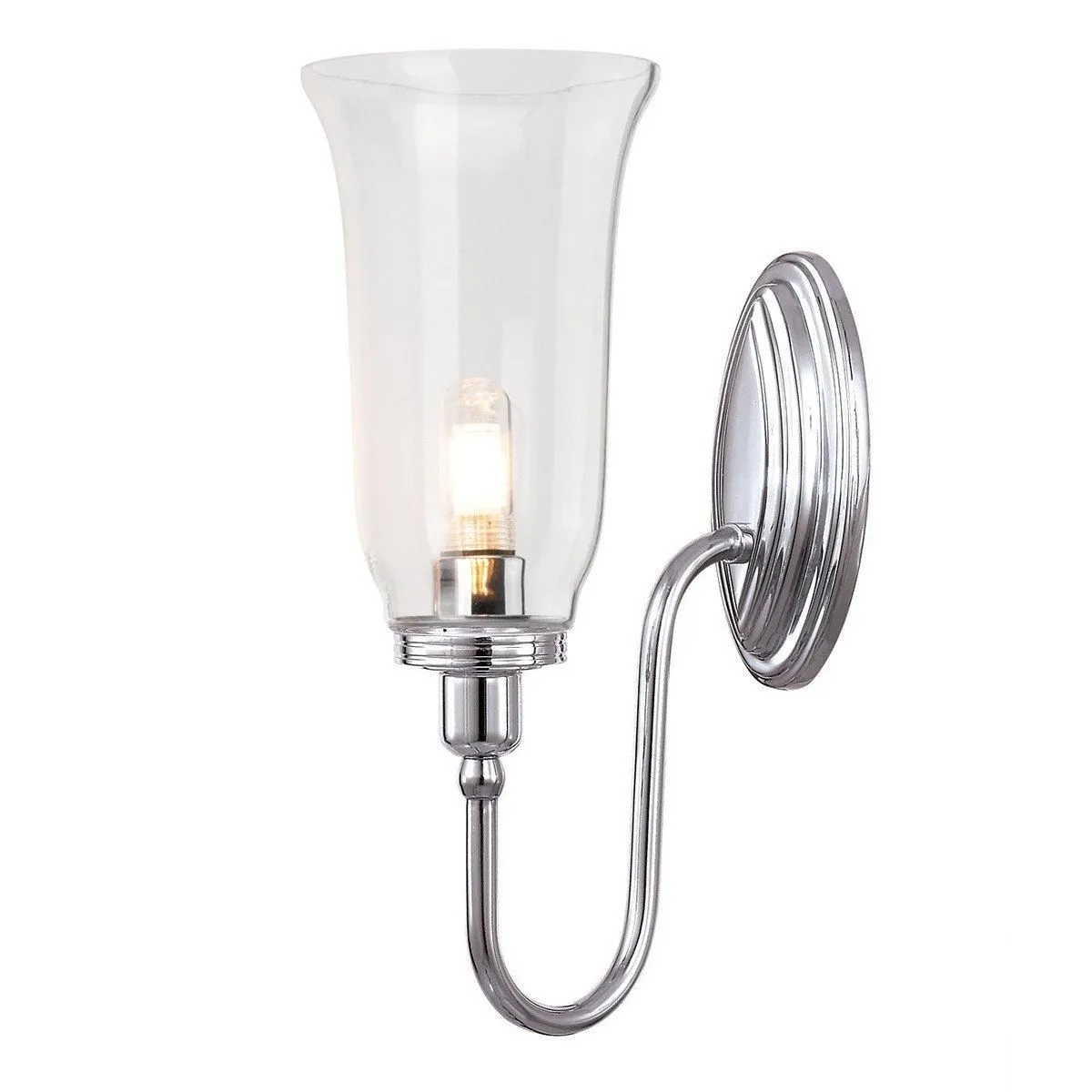 Netlighting Blake 1 Light Bathroom Wall Light Polished Chrome IP44 G9 in Grey