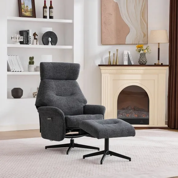 Turiff Manual Recline Swivel Chair and Footstool 1
