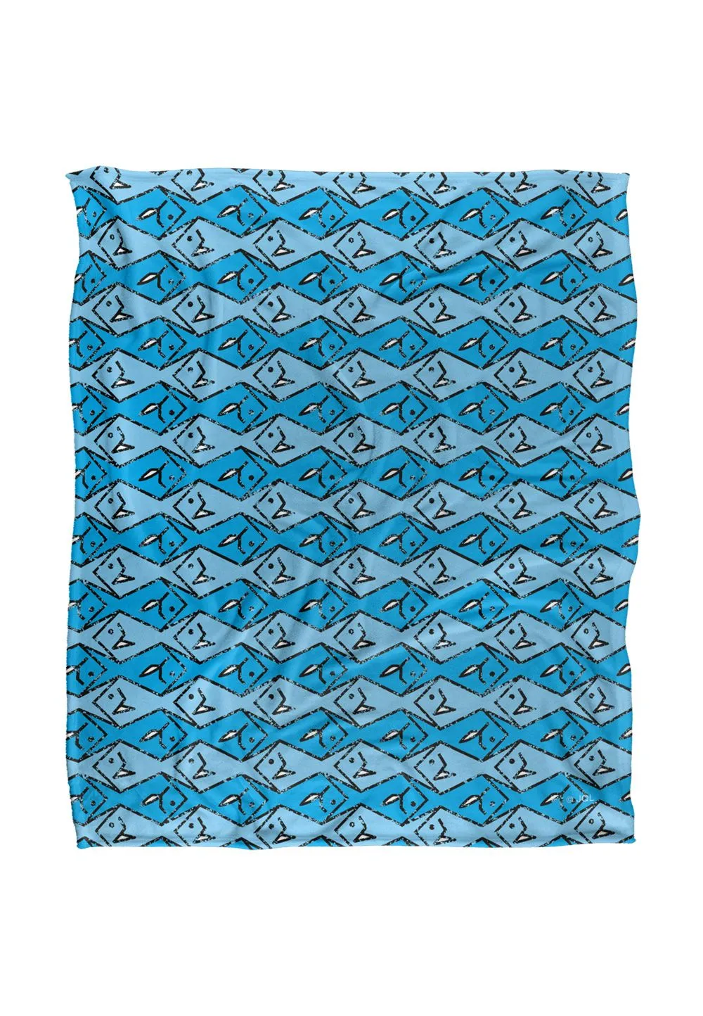 JQ Licensing Jl-Jp Zip Fishing Pattern Blue Silky Touch Super Soft Throw Blanket 152 X 127 cm in White