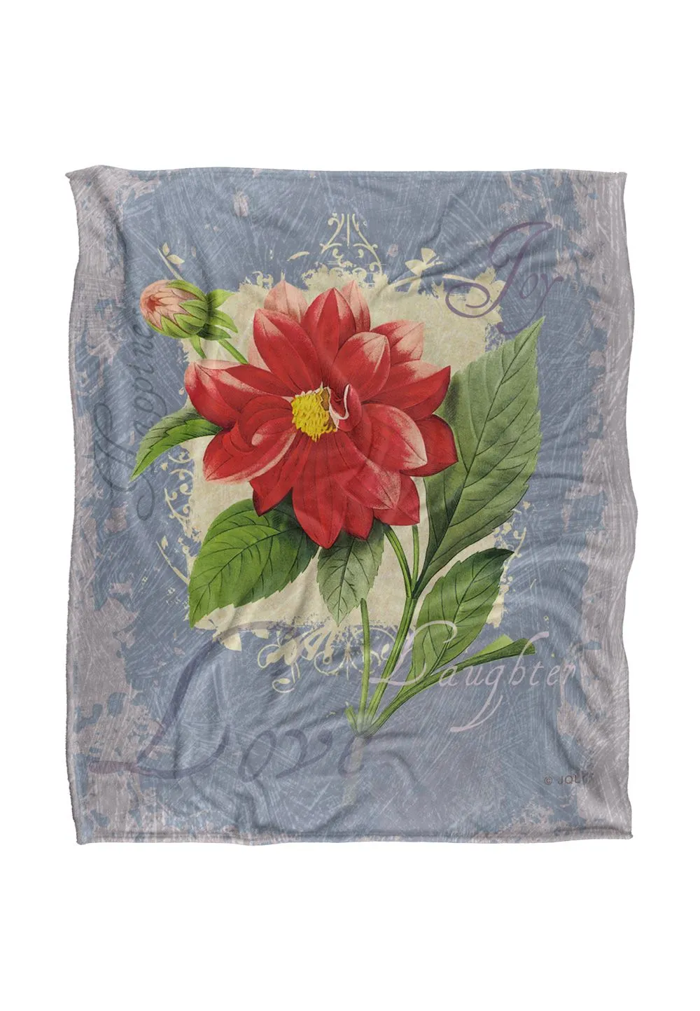 JQ Licensing Love Happiness Joy Flower 2 Silky Touch Super Soft Throw Blanket 152 X 127 cm in White