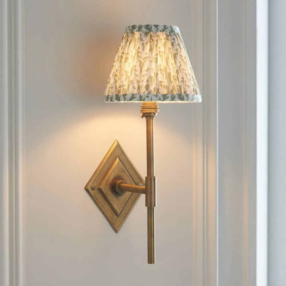 Netlighting Diamond Tall & Leaf 16cm Wall Lamp Antique Brass Herb Garden Green in Gold 3