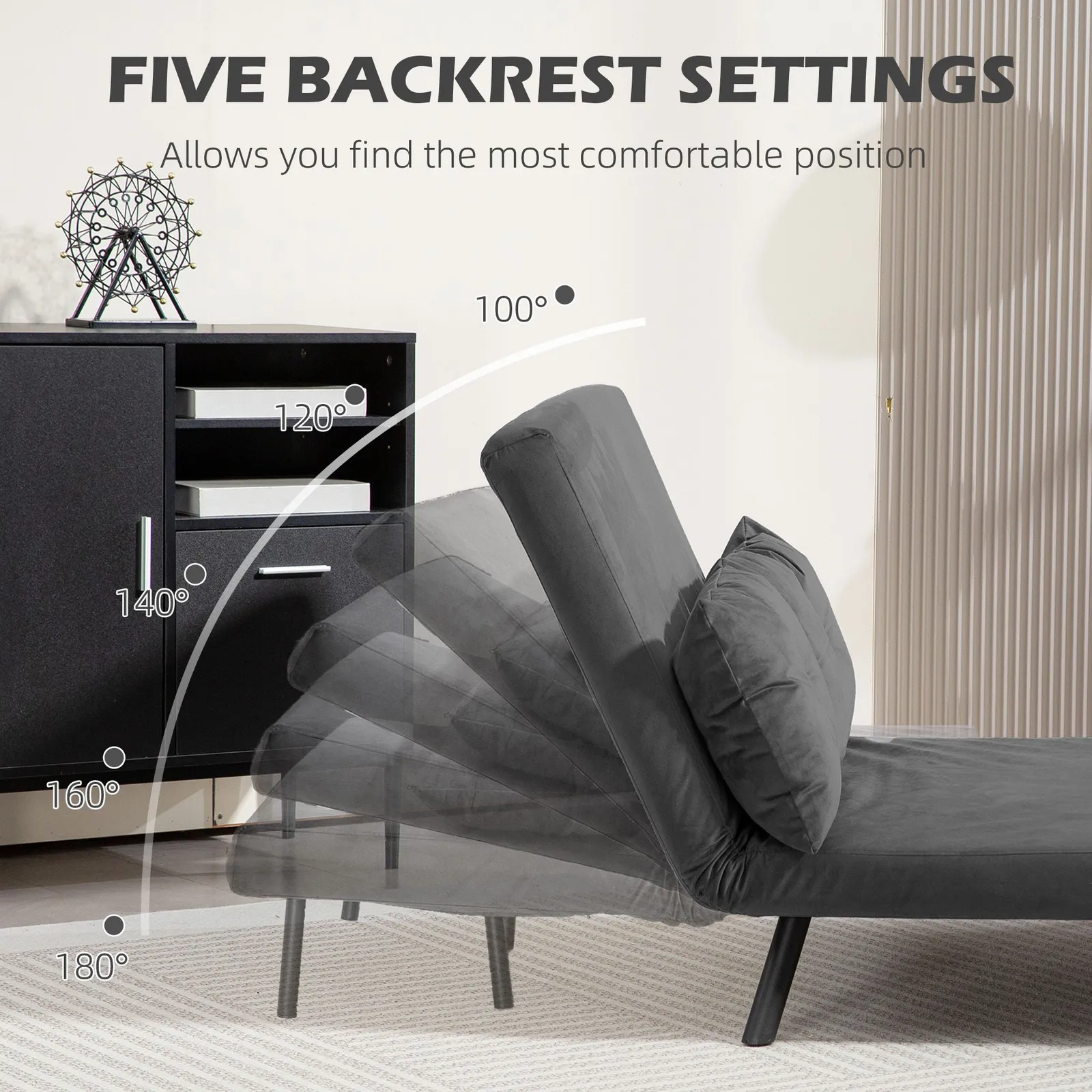 HOMCOM Click Clack 2 Seater Sofa Bed for Living Room, Guest Room in Dark Grey 6