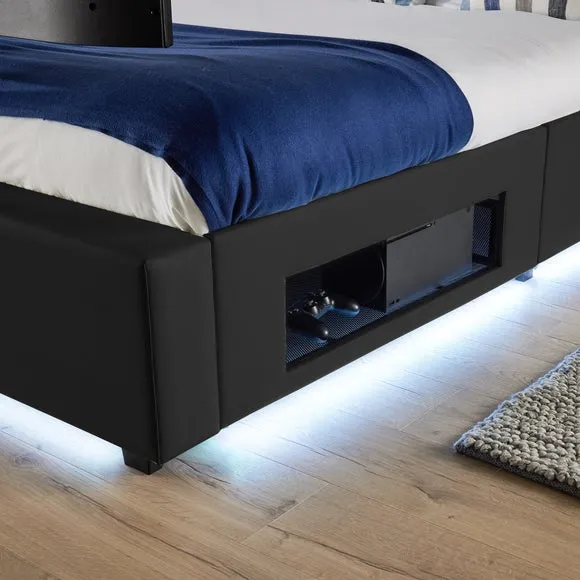 XR Living Ava TV Bed with LED Lights and TV Mount 4