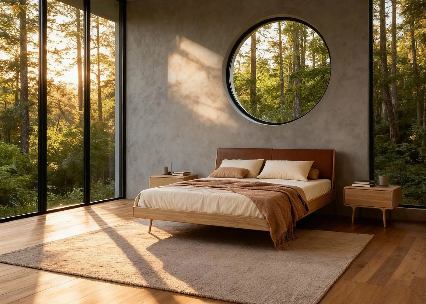 Gazzda Fawn Bed White Oiled Oak Dakar Leather Whiskey Super King 3