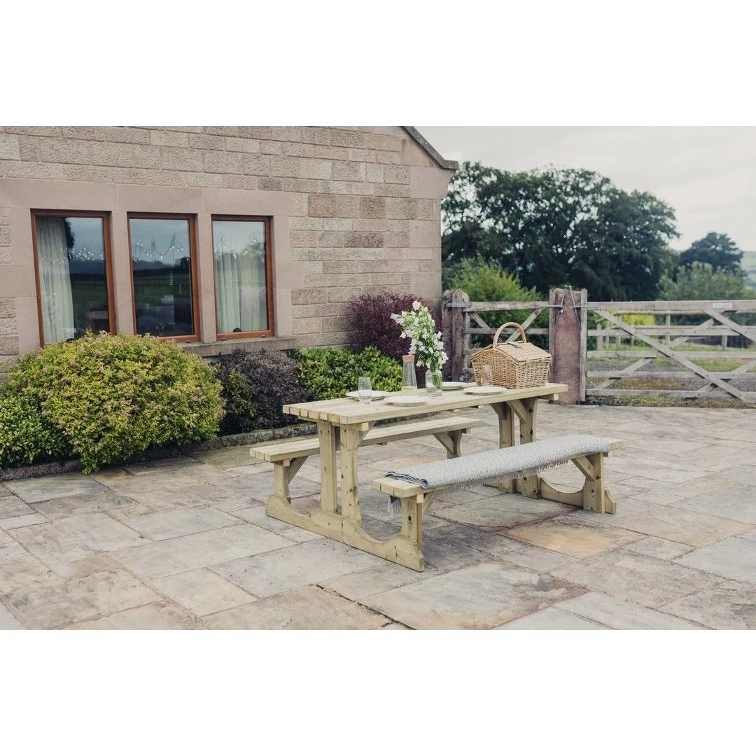 Churnet Valley Garden Furniture Ltd Lunar Picnic Table - L150 x W153 x H76 cm - Partially Assembled in Brown 4