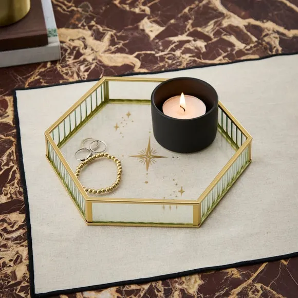 Gold Celestial Print Glass Tray