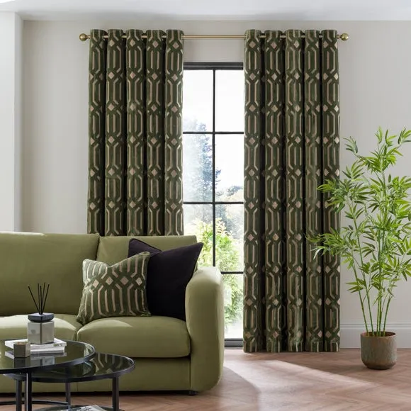 Luxe Deco Cut Velvet Eyelet Curtains 2