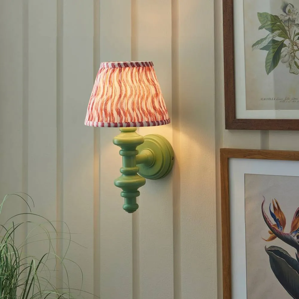 Netlighting Carnaby Green Wall Light Pink Fabric Ripple Shade 20cm B22 2