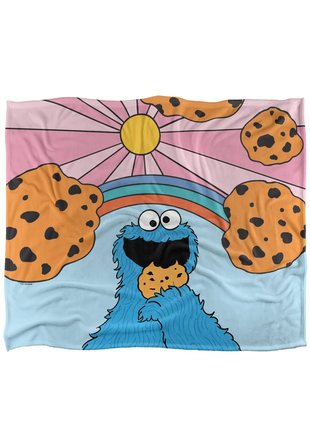 Sesame Street Cookie Monster Sunrise Silky Touch Super Soft Throw Blanket 152 X 127 cm in White