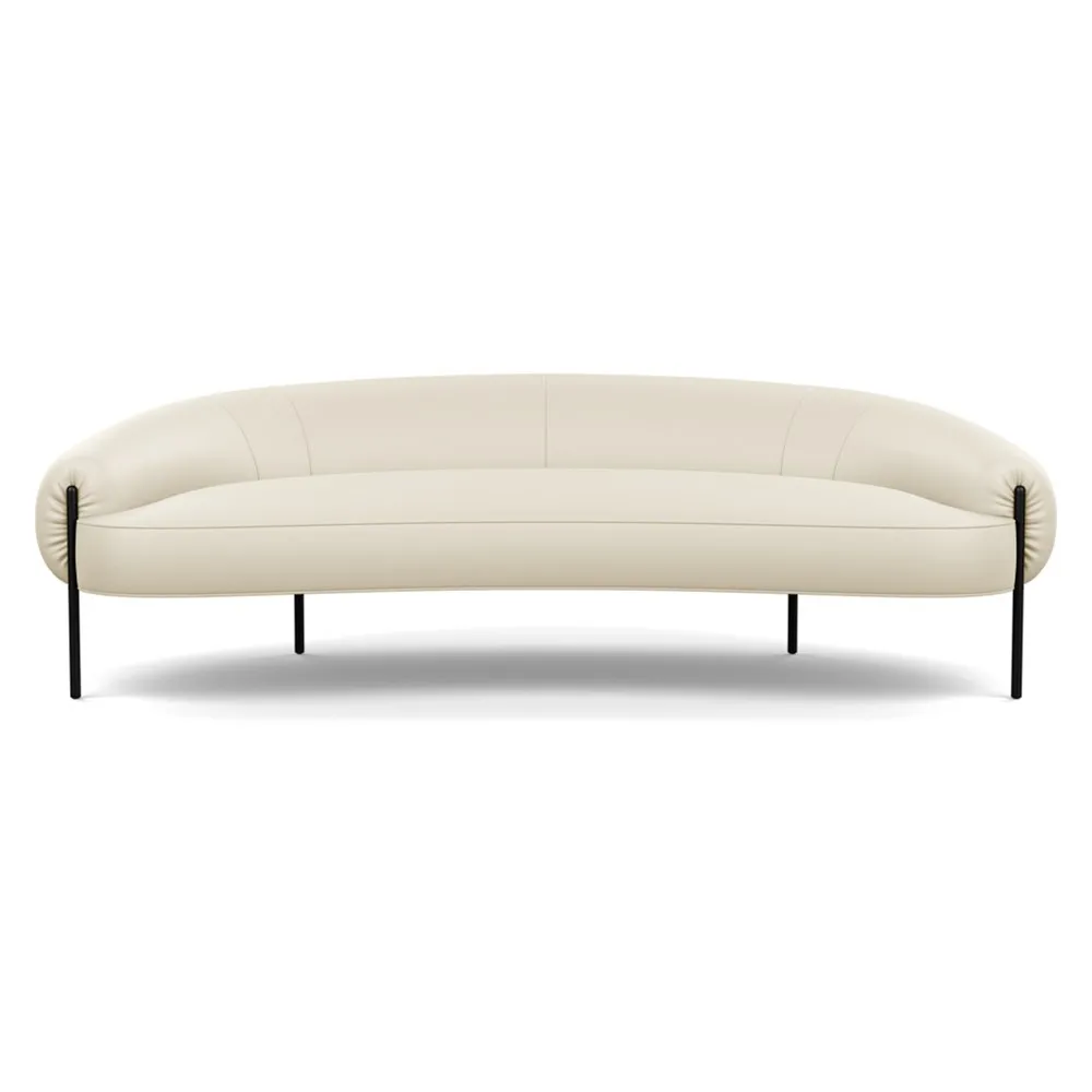 Heal's Isola 3 Seater Sofa Leather Grain Storm 006 Black Feet 1