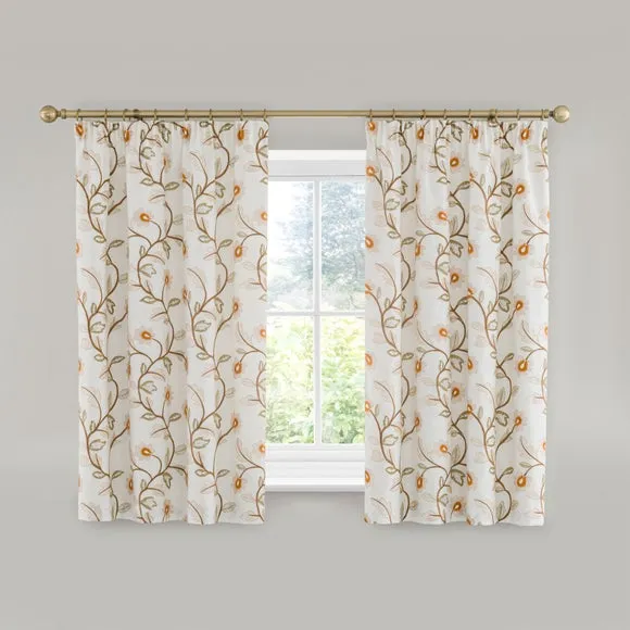 Brookland Couched Floral Pencil Pleat Curtains 5
