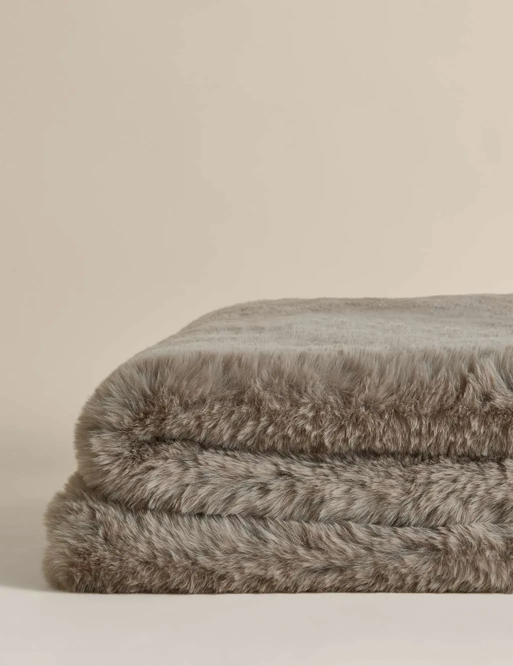 M&S X Kelly Hoppen Kelly Hoppen Faux Fur Throw Taupe