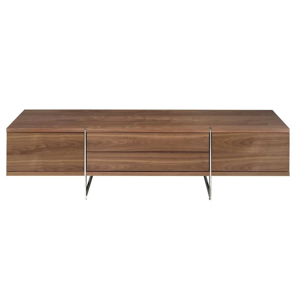 Angel Cerda Walnut TV Stand 180cm with Chrome Stainless Steel in Brown 2
