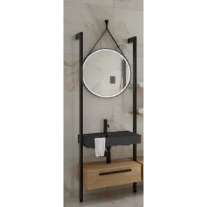 Wickes Rimini Wall System Vanity Unit Only with Black Basin - 600mm