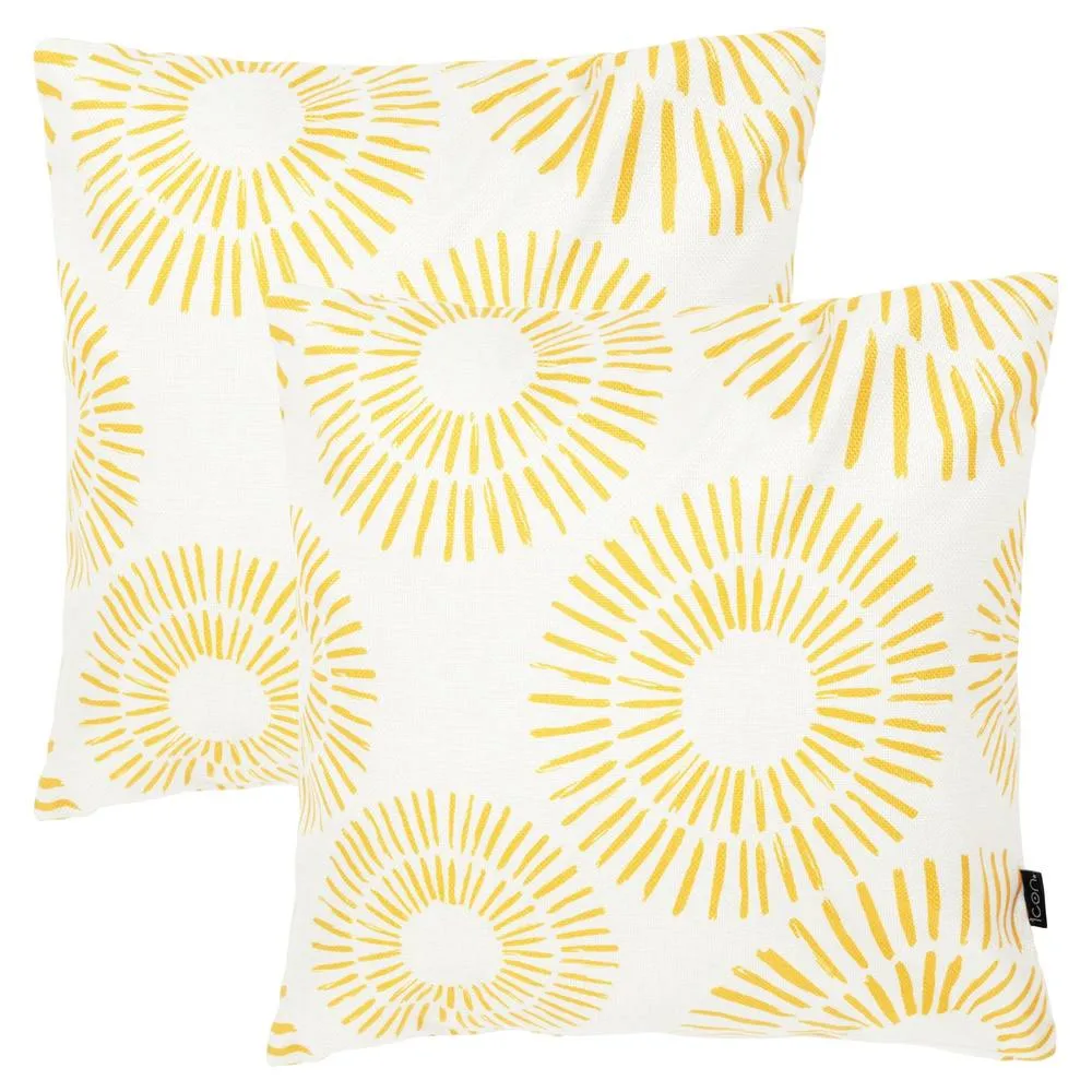 icon 2 Pack Cushion 43x43 Kyoto Fabric - Golden Sun in White