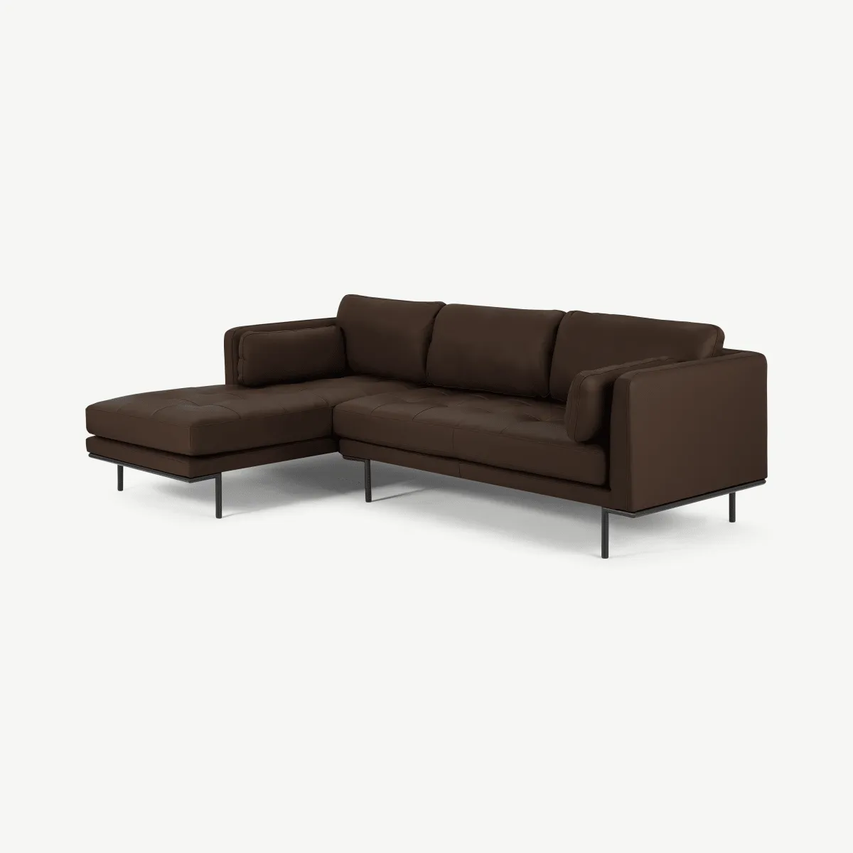 Harlow Left Hand Facing Chaise End Sofa, Denver Dark Brown Leather