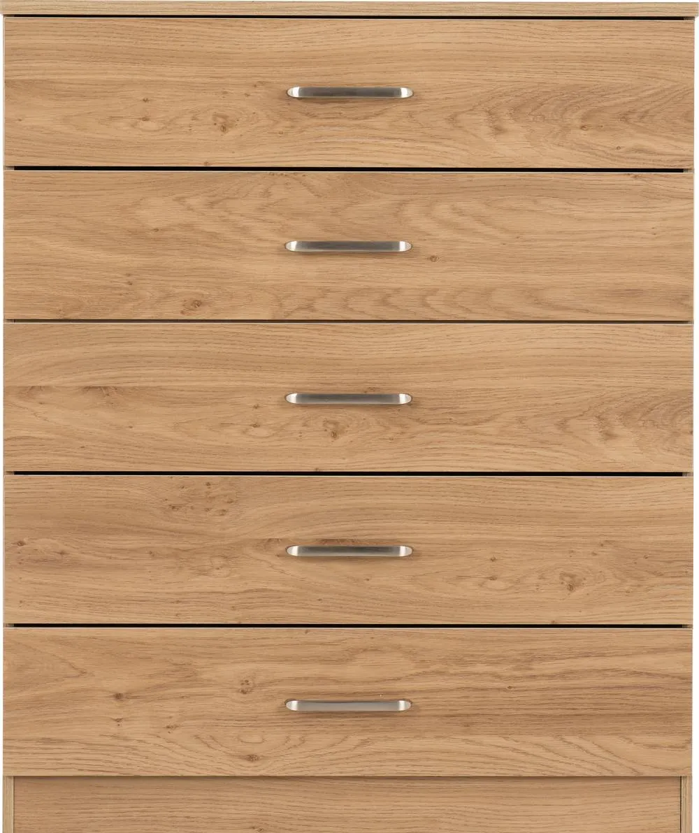Seconique Dakotia 5 Drawer Chest in Light Oak 2