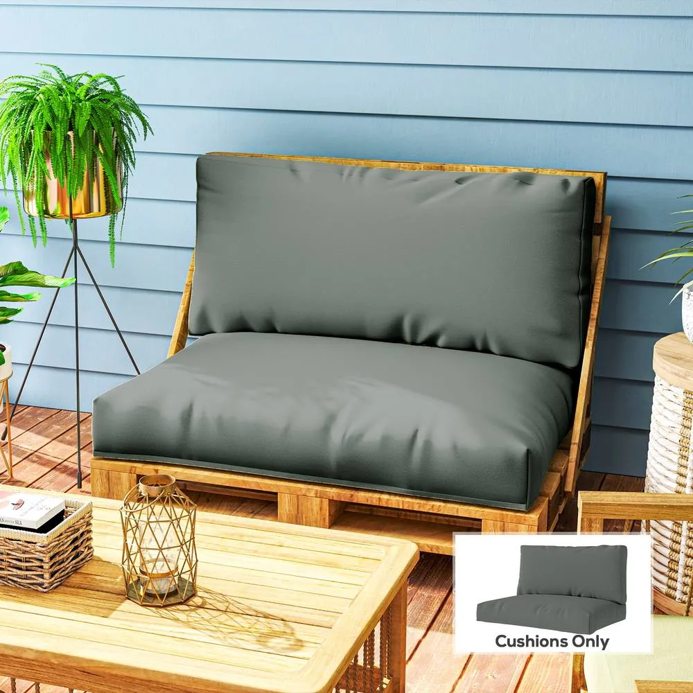 OUTSUNNY 2 Seat Pallet Cushions 20cm Thick Outdoor Seat Pads, Charcoal Grey in Dark Grey
