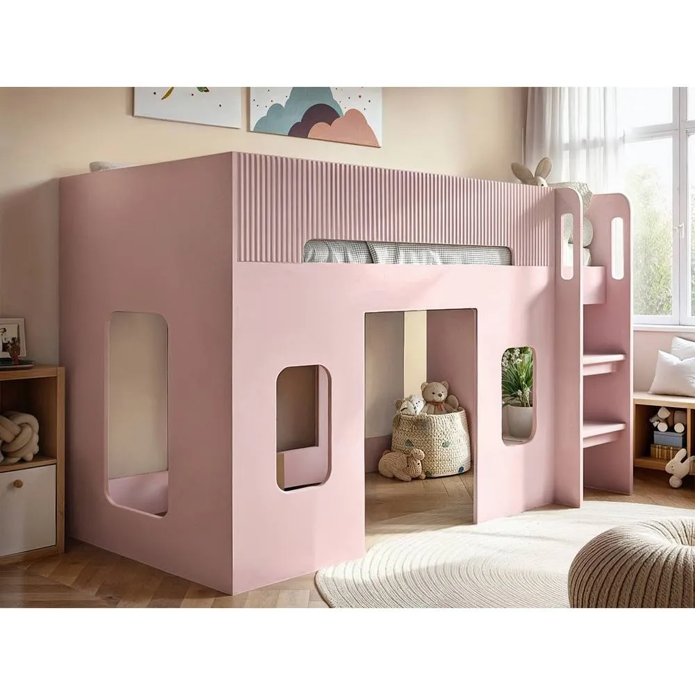 Flair Lino Playhouse Mid Sleeper Bed in Pink 1