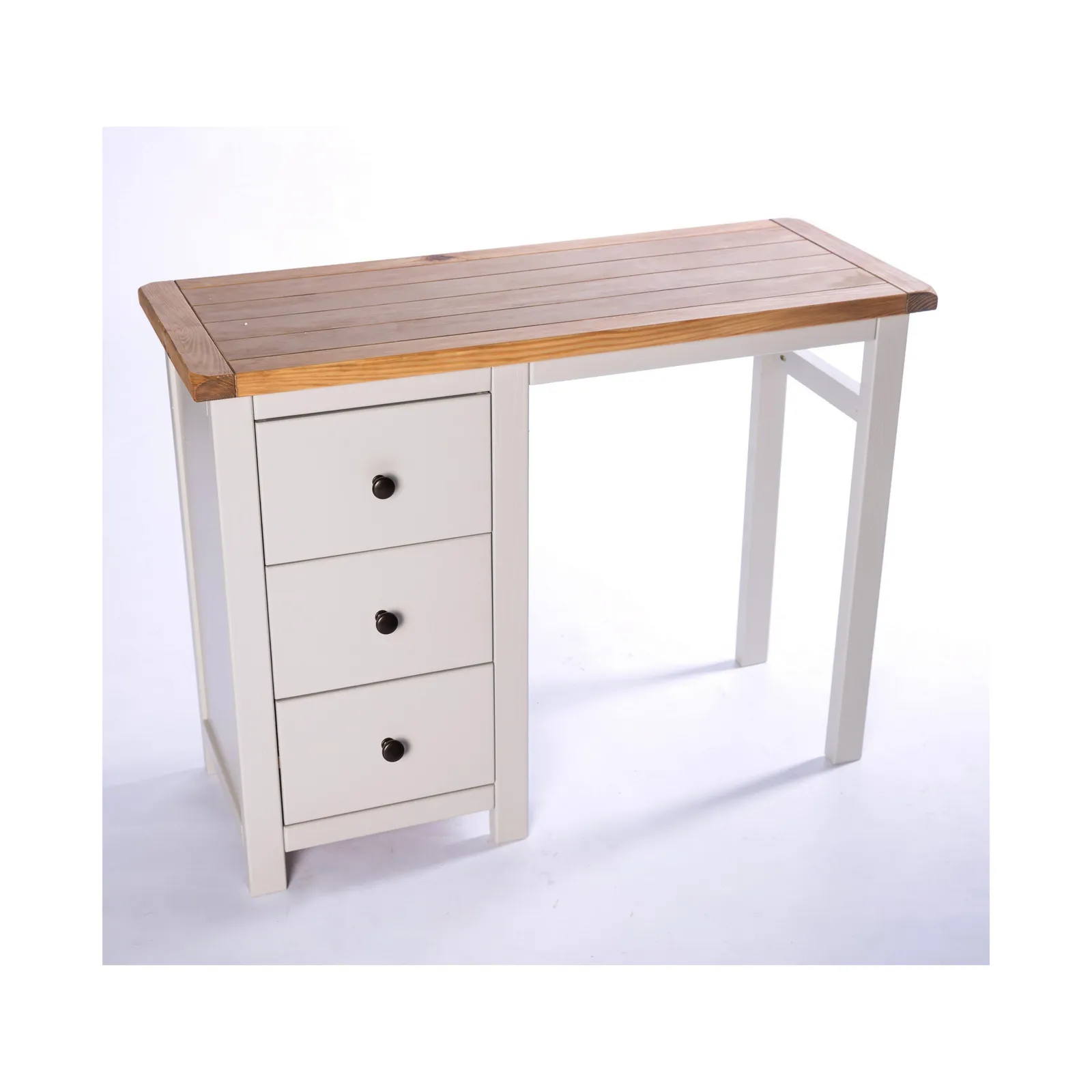 Cabinet Bits Argenta 3 Drawer Desk - Dressing Table Brass Knob in Light Grey 3