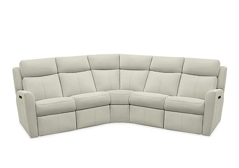 Wren Large Leather Power Recliner Corner Sofa with Power Headrests and Power Lumbar - Oxford Light Grey