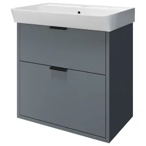 Wickes Nova Monument Grey Wall Hung Vanity Unit & Easton Basin - 635 x 600mm