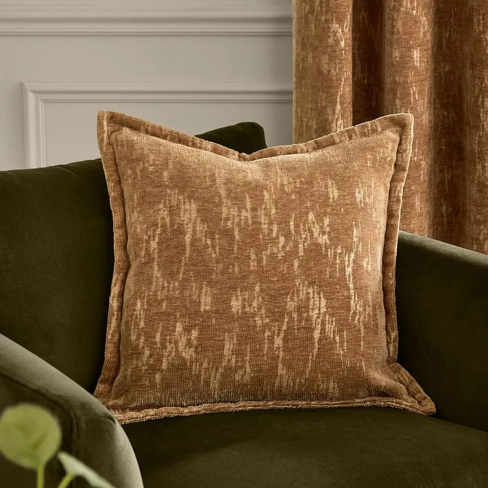 Paoletti Aurelio Chenille Jacquard Cushion in Tan 1