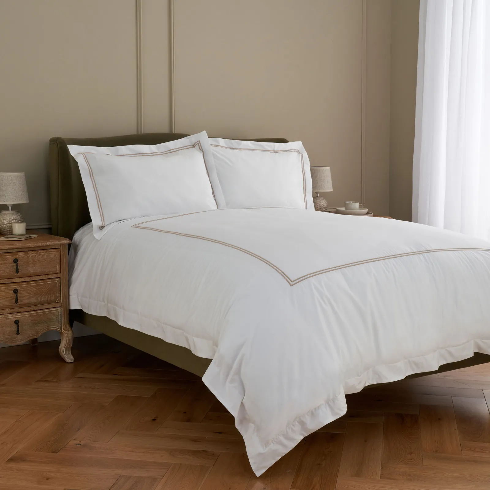 Langham Double Row Cord Duvet Cover, King - Natural