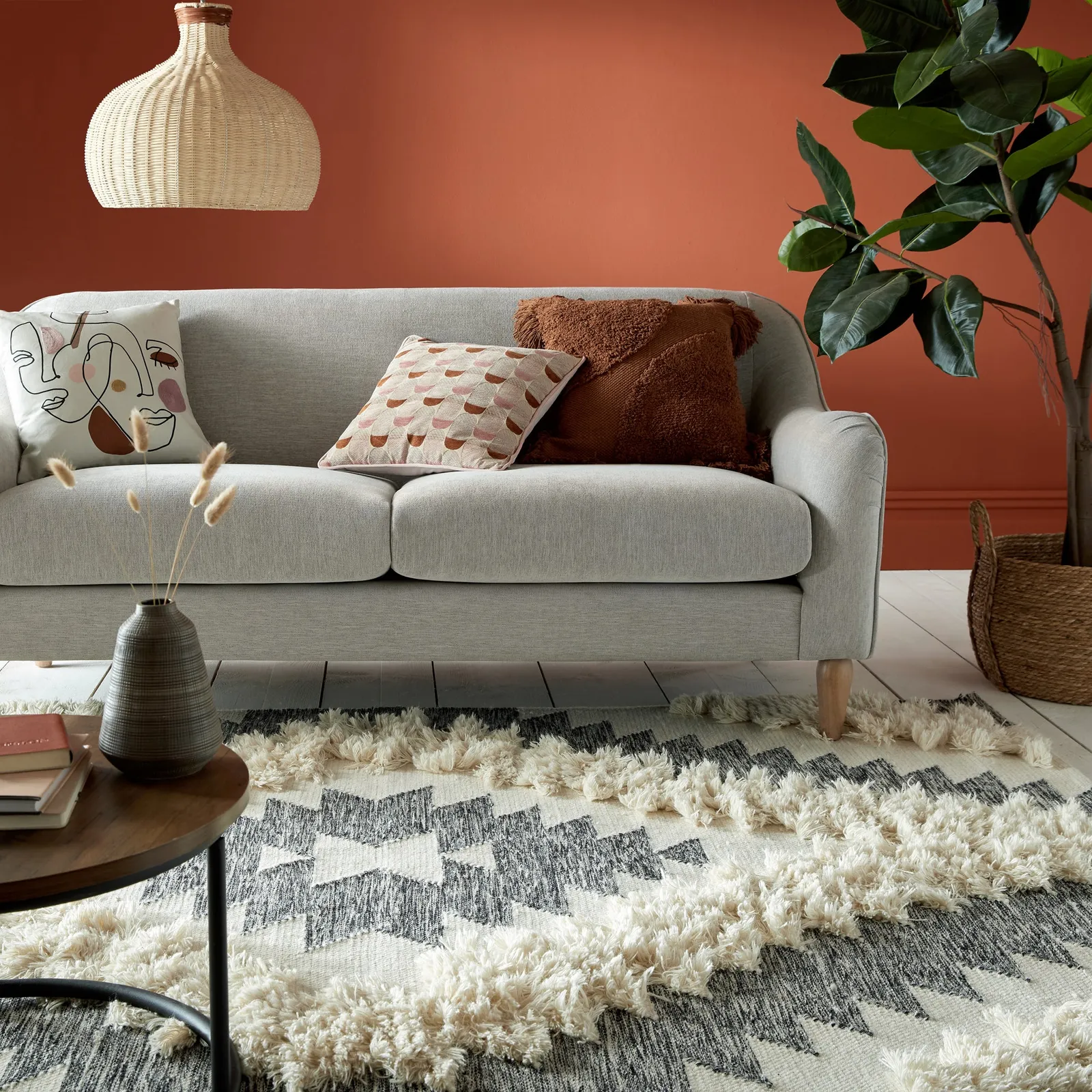 Amrita Wool Handwoven Rug Grey and Beige