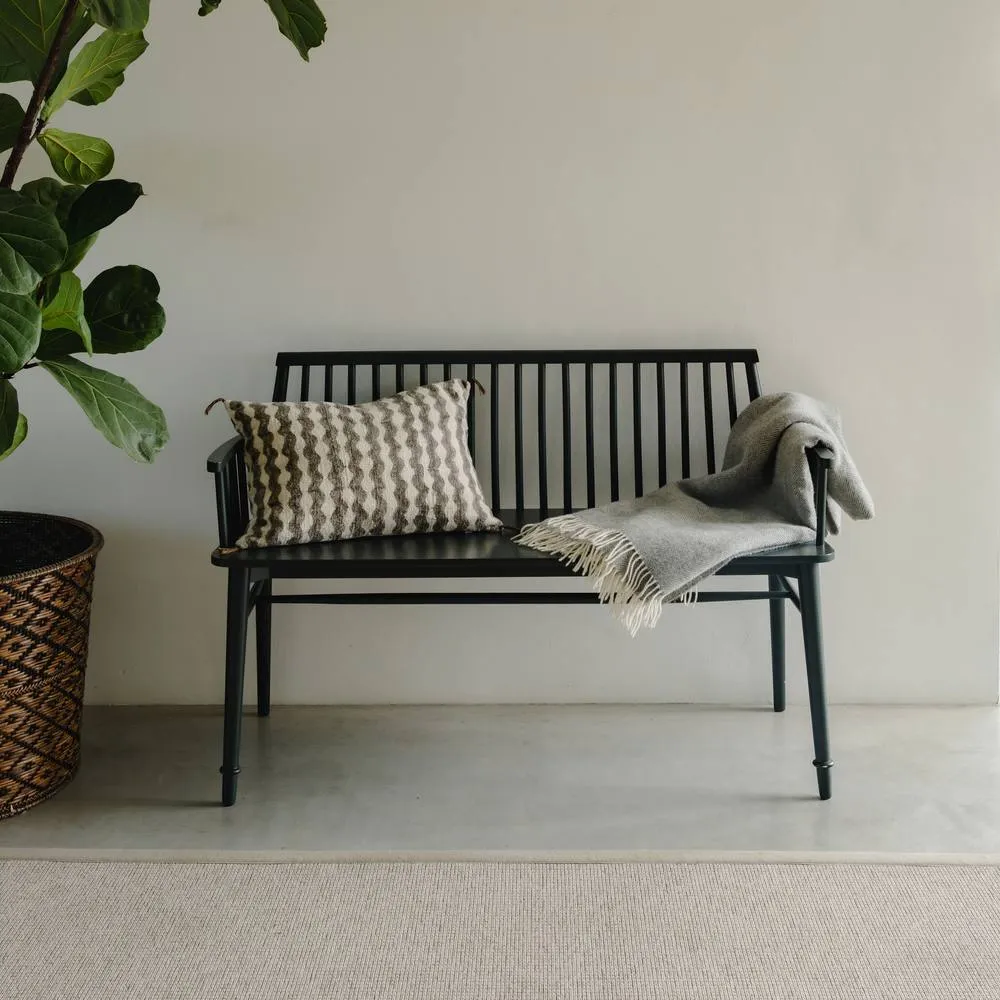 Statement Furniture Queensbury Bench with Back, Wooden Bench Seat in Bottle Green