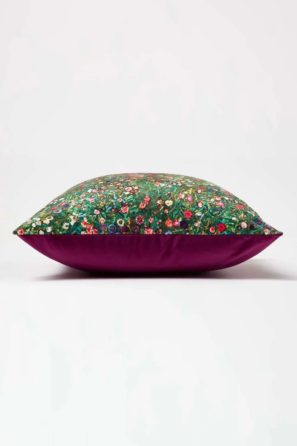 Homescapes Klimt's Italian Garden Filled Velvet Cushion 46 x 46 cm in Pink 4