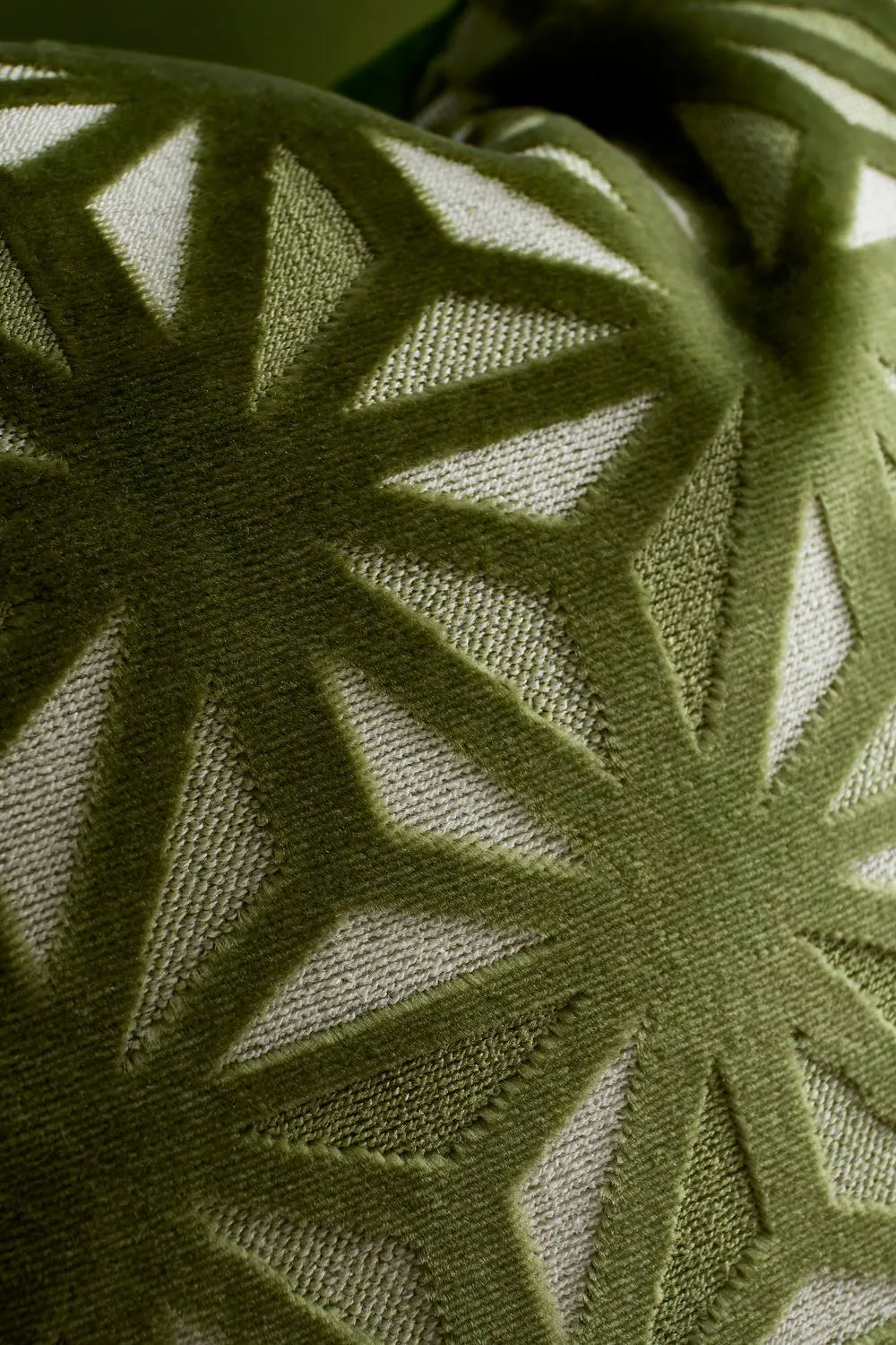 Appletree 'Star Geo' Velvet Filled Cushion in Green 2