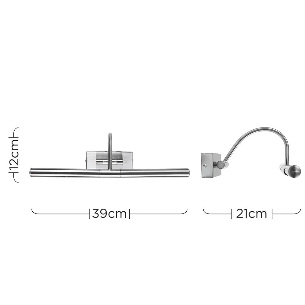 ValueLights Capri Pair Brushed Chrome Adjustable Twin Bulb Picture Wired Wall Lights in Metallic Silver 6