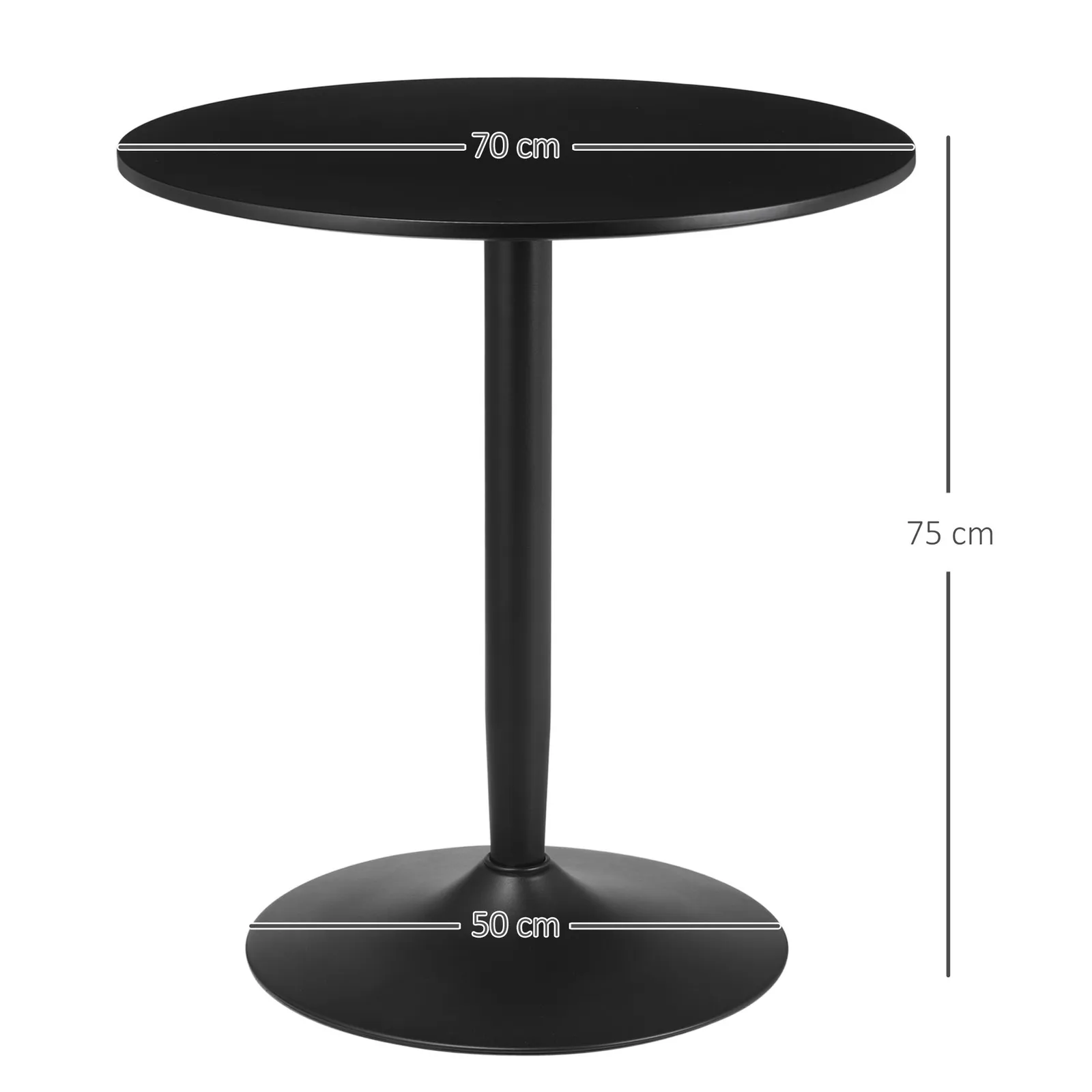 HOMCOM Round Dining Table, Modern Kitchen Table with Steel Base in Black 3