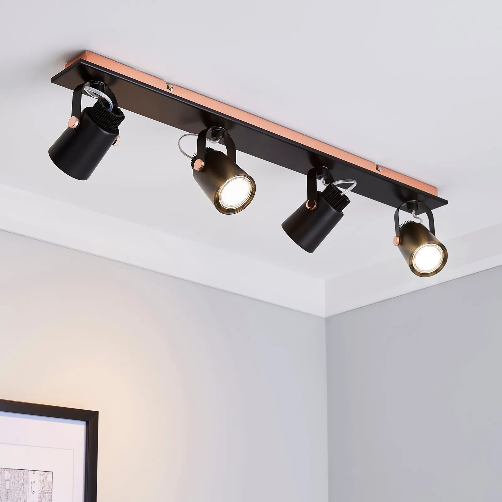 Bolden 4 Light Black Spotlight Bar Copper