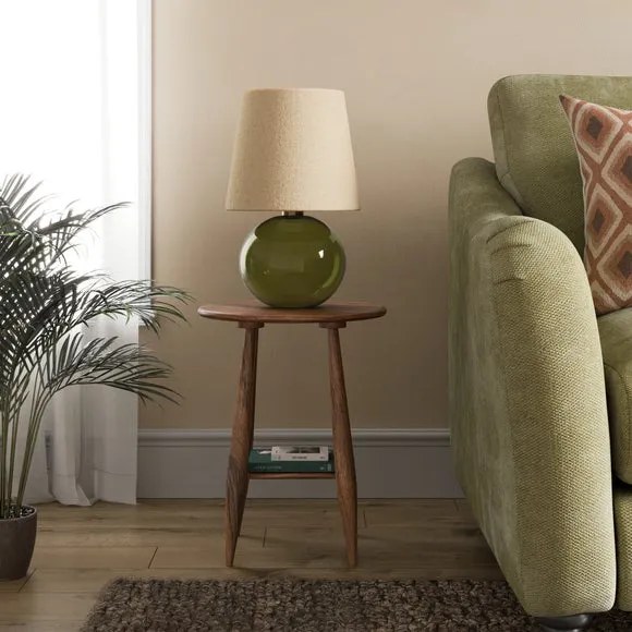 Haider Side Table with Shelf, Acacia Wood
