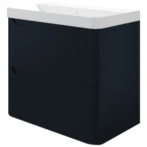 Wickes Malmo Indigo Blue Wall Hung J Pull Compact Vanity Unit & Basin - 600 x 350mm