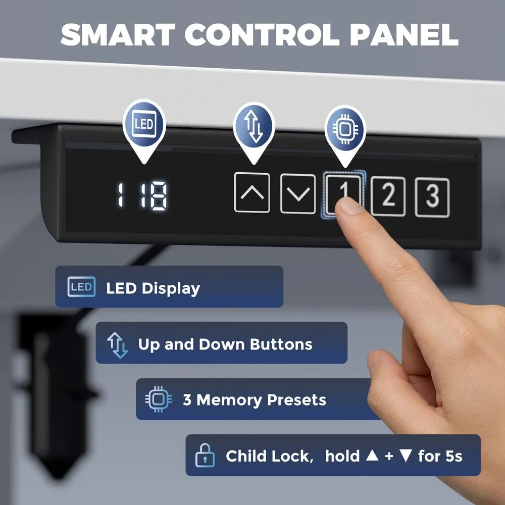 HOMCOM Standing Desk Memory Control Adjustable in White 5