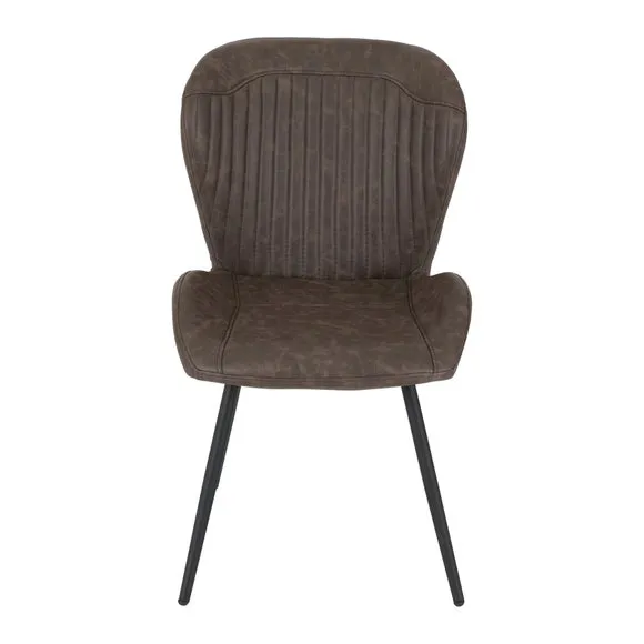 Quebec Set of 4 Dining Chairs, Brown Faux Leather 2