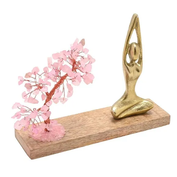 Serenity Rose Quartz Gemstone Tree and Yoga Ornament 3