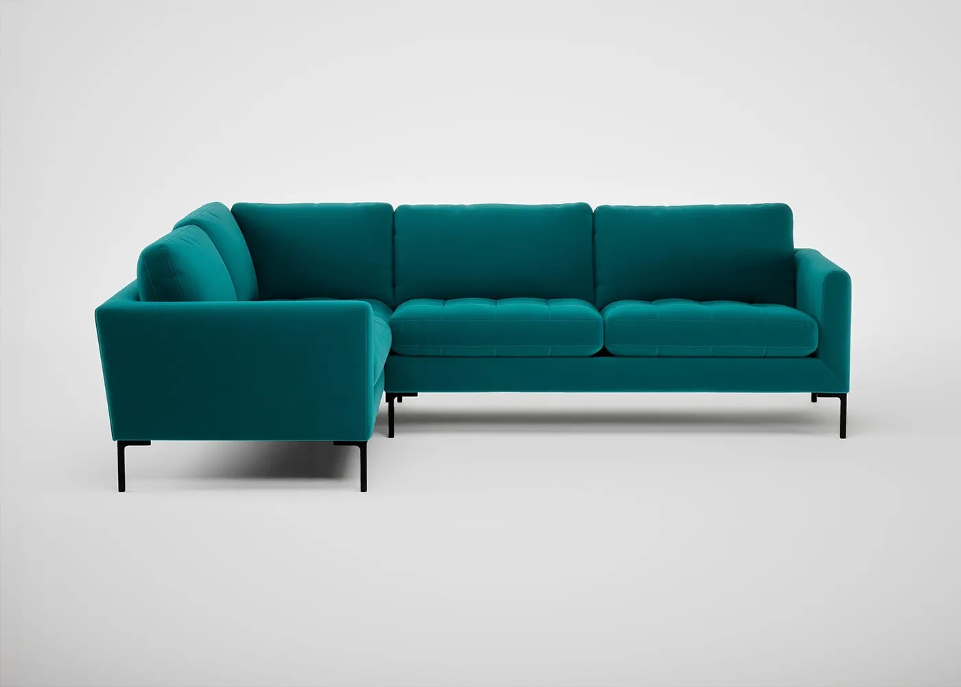 Heal's Eton Left Hand Facing Corner Sofa Smart Velvet Petrol Black Feet