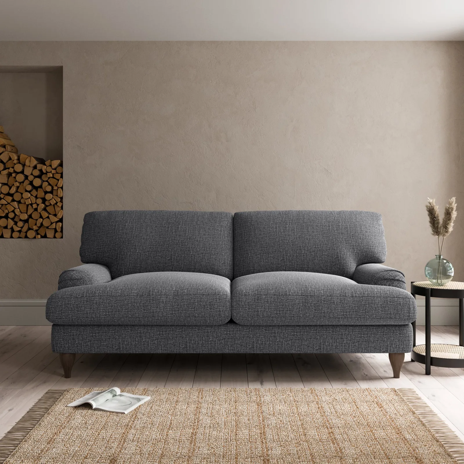 Darwin Slub Cotton Blend 3 Seater Sofa Slub Cotton Black
