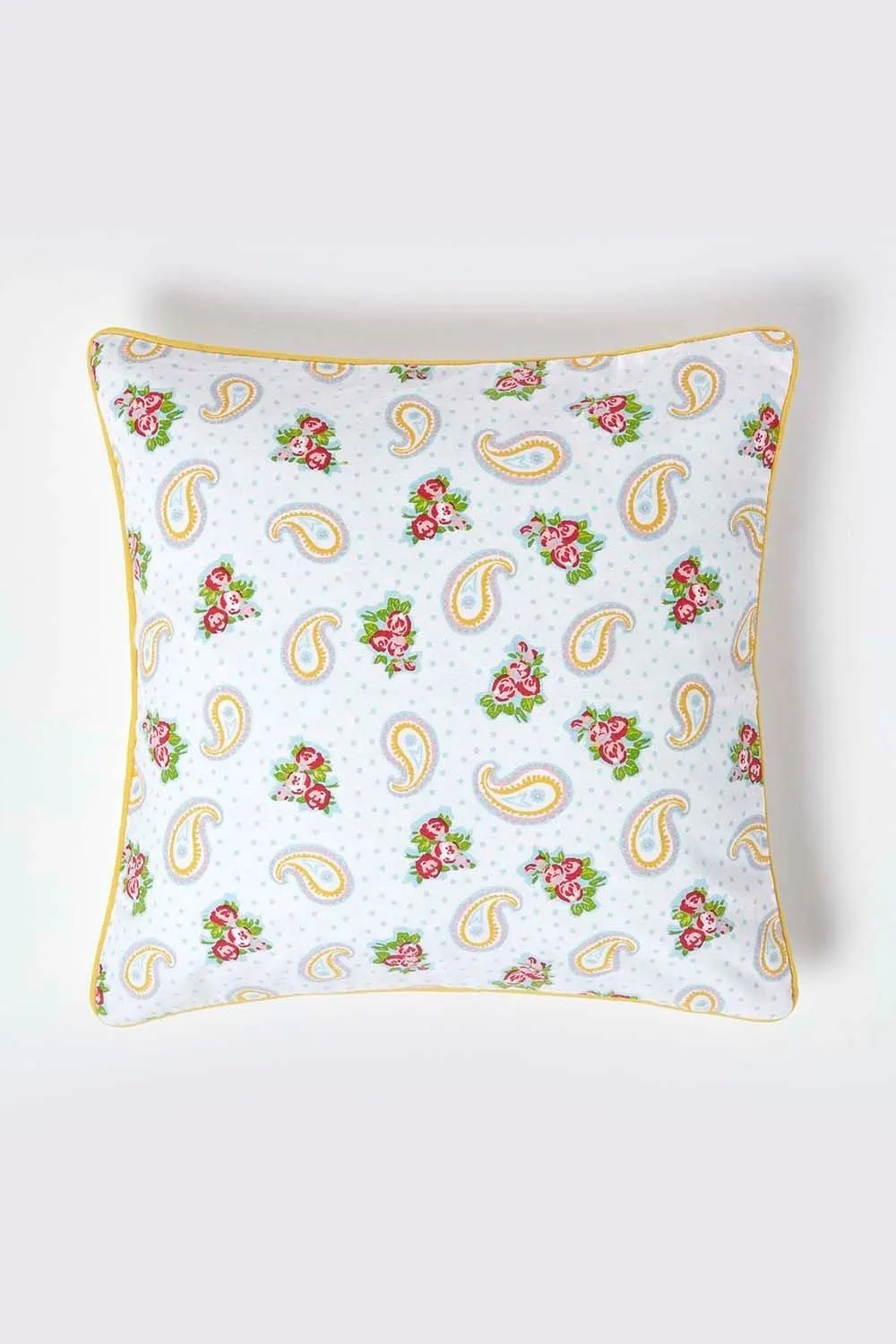 Homescapes Cotton Paisley & Dots Cushion Cover in White